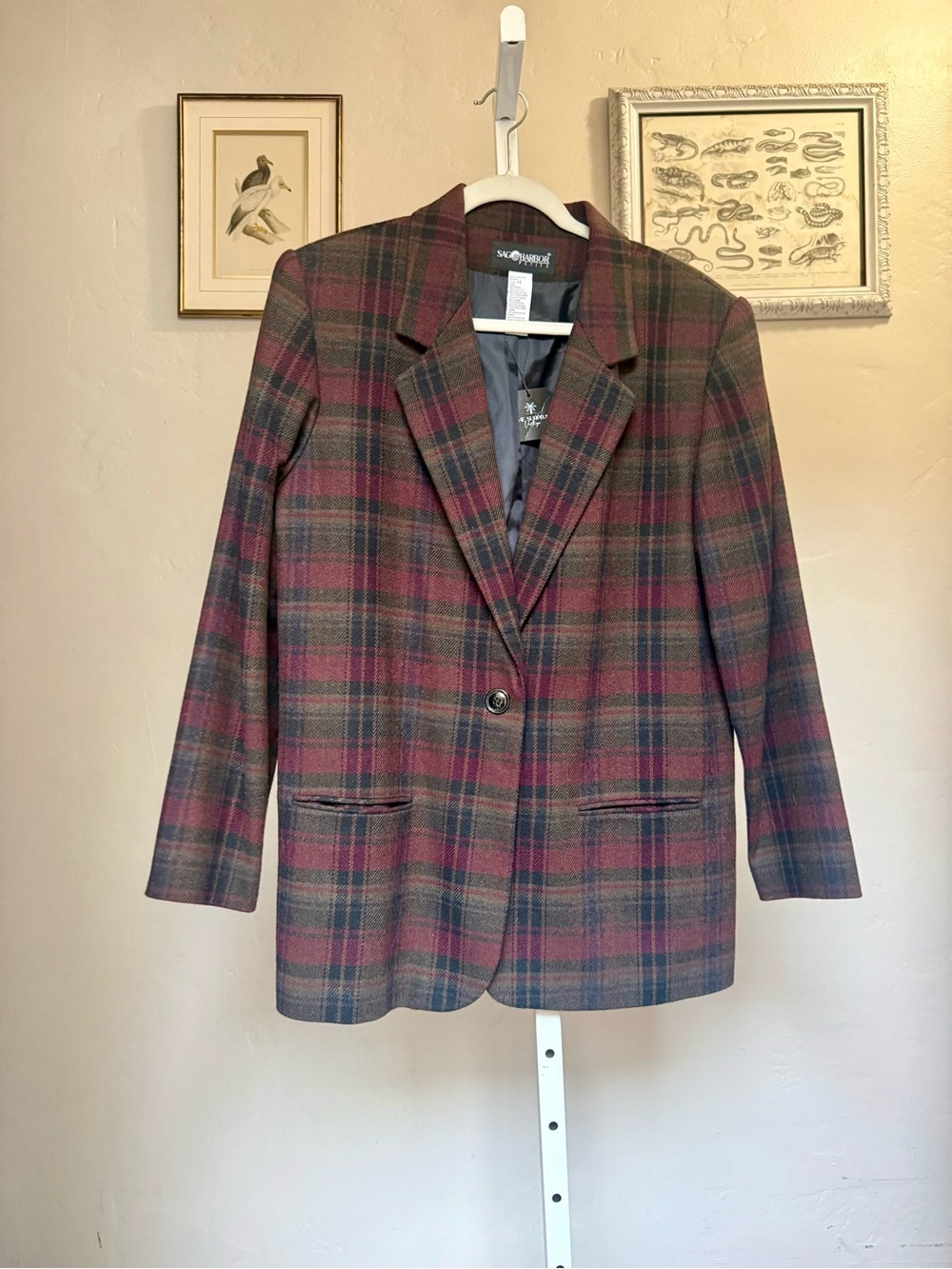 Vintage Sag Harbor Wool Plaid Blazer Plus Size 14